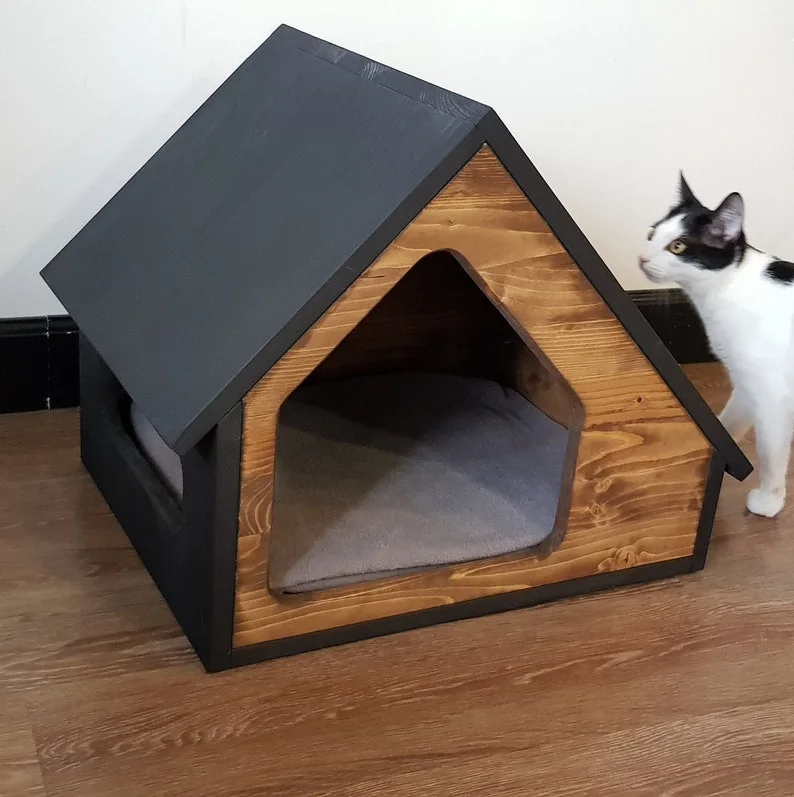 Wooden Cat House /Pet House, Unique Modern Dog Cat Furniture