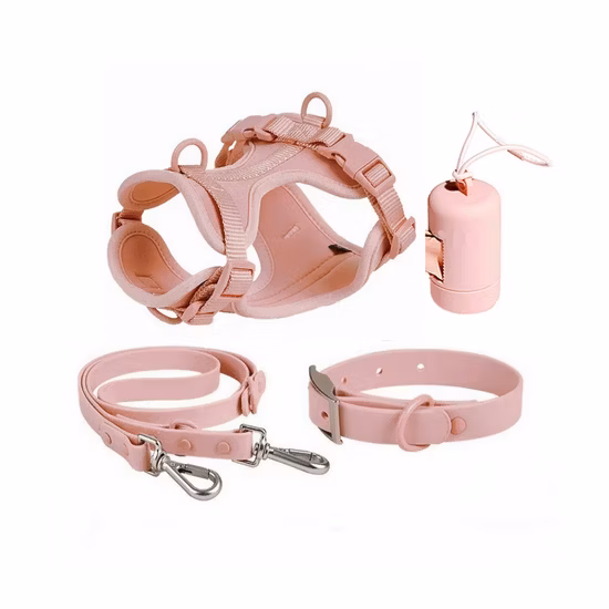 Pet Accessories 6 in 1 Set Neoprene Custom Pattern Printing Polyester Dog Harnees/ Collar/ Bowtie/ Poo Bag/ Bandana/ Leash