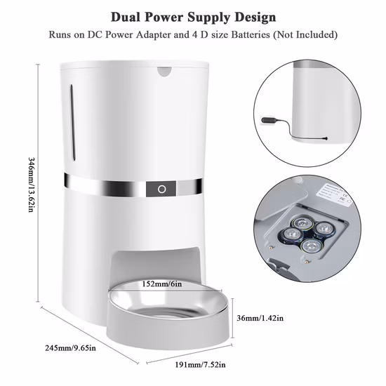 Alimentador para animais de estimação, suporte inteligente automático, dispensador de alimentos para fornecimento de bateria