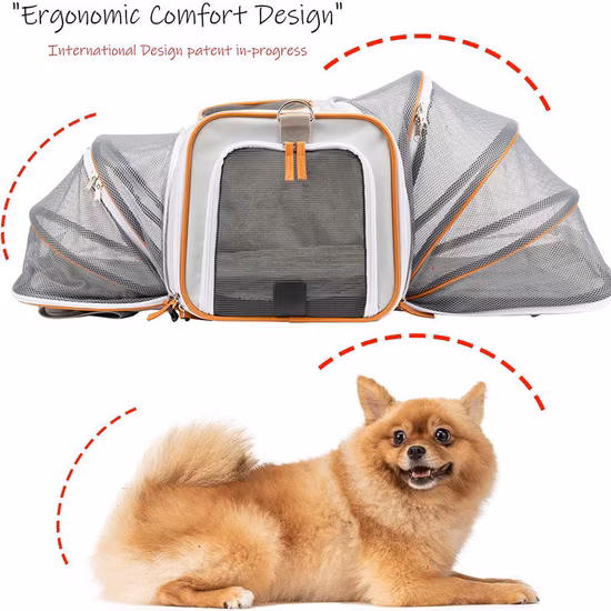 Transportador de mochila respirável expansível para cães e gatos com janela